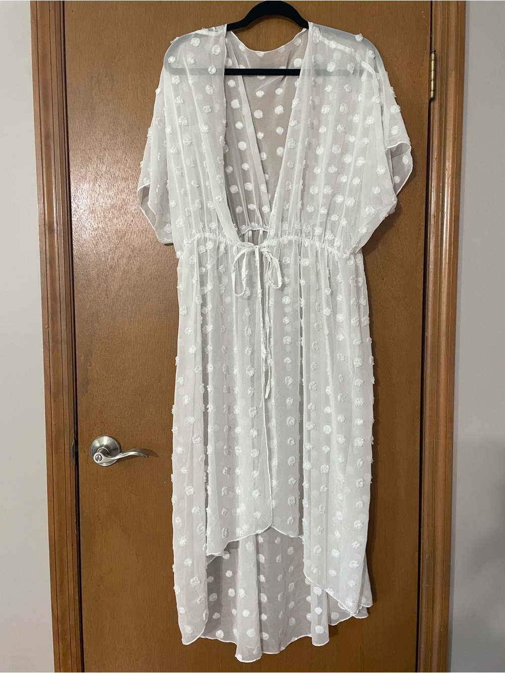 SHEIN Curve White Polka Dot Sheer Top